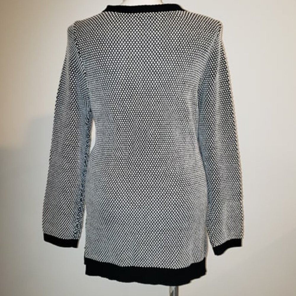 Charter Club Tunic Sweater - Black and White Textured Dots - Picture 4 of 8